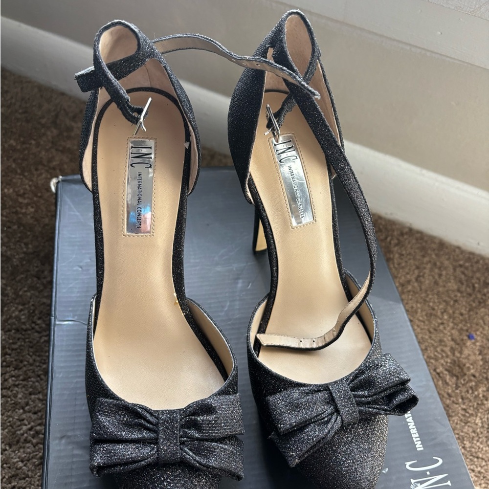 INC International Concepts Glitter Black Heels